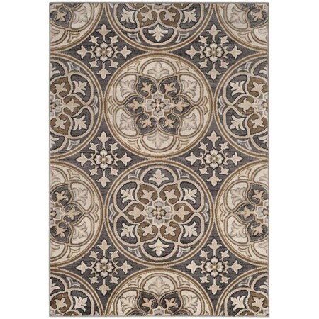 Safavieh 5 ft.-3 in. x 7 ft.-6 in. Lyndhurst Power Loomed Medium Rectangle Area Rug Light Grey & Beige LNH341B-5